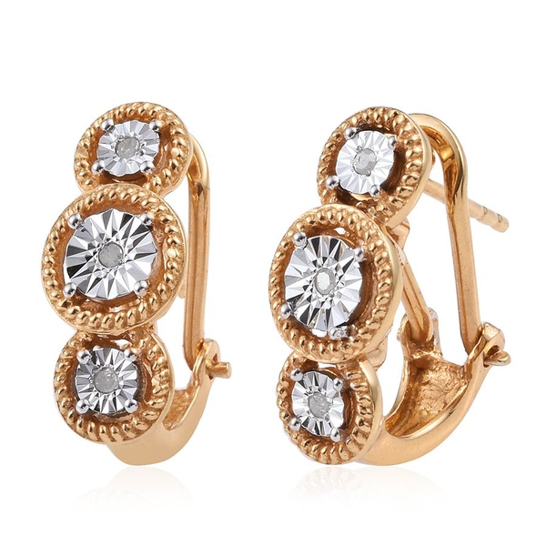 Diamond (Rnd) Earrings (with French Clip) in 14K Gold Overlay Sterling Silver 0.060 Ct.