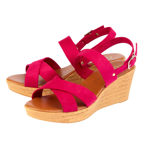 Lotus Angelica Wedge Sandals in Fuchsia