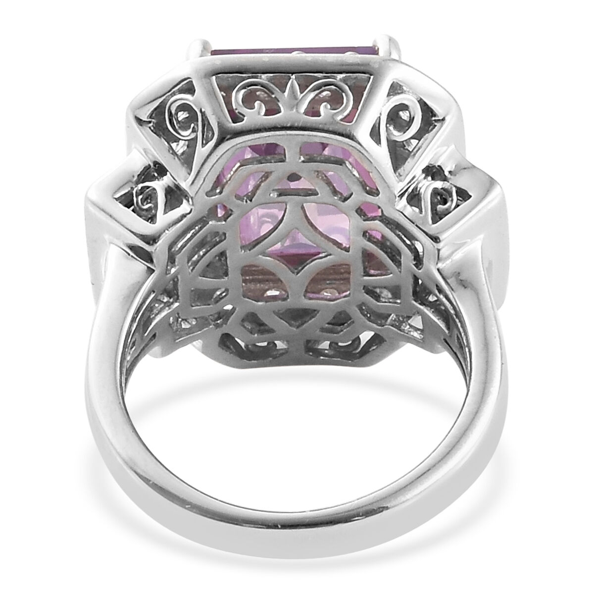 Lulaby Mystic Topaz (Oct 9.30 Ct), Natural Cambodian Zircon and  Amethyst Ring in Platinum Overlay Sterling Silver 11.750 Ct, Silver wt 6.72 Gms.