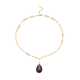 Amethyst Paperclip Necklace (Size - 20 with 2 inch Extender) in Yellow Gold Tone 33.00 Ct.