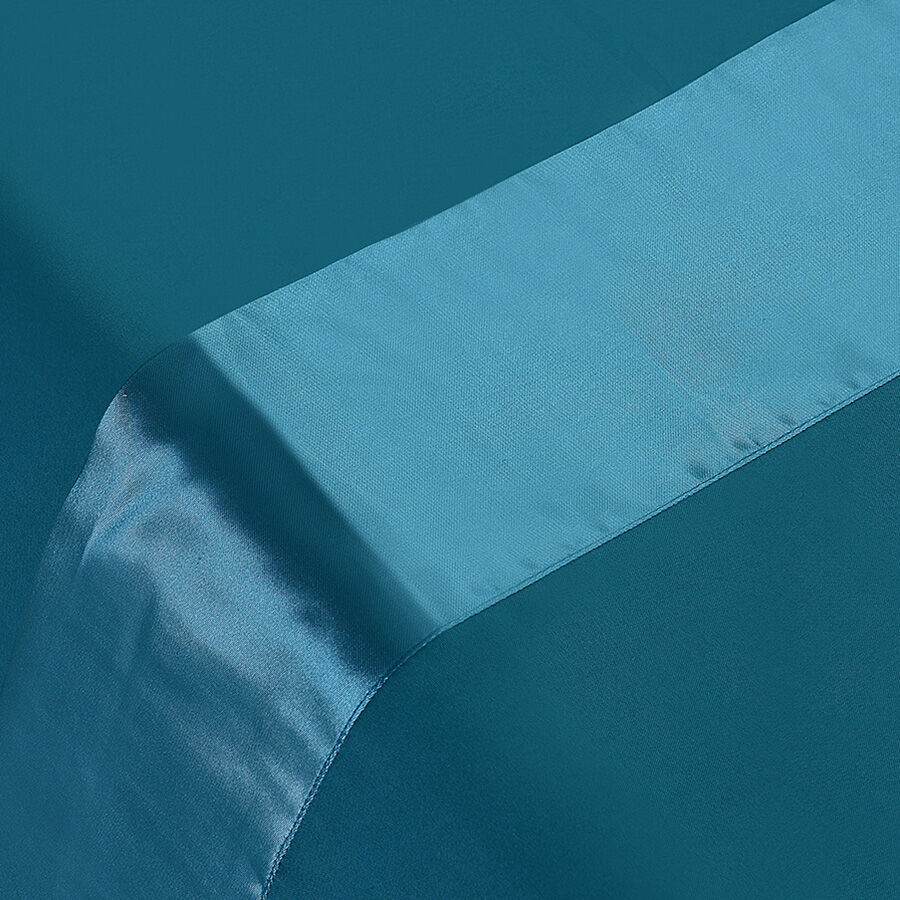 Turquoise Colour One Fitted Double Bed Sheet(Size 78x54 Inch), One Flat Sheet (Size 102x90 Inch) and Two Pillow Cases (Size 30x20 Inch) with Satin Hem (4 inch)