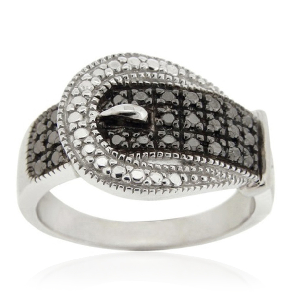 Boi Ploi Black Spinel (Rnd), White Topaz Ring in Rhodium Plated Sterling Silver 2.010 Ct.