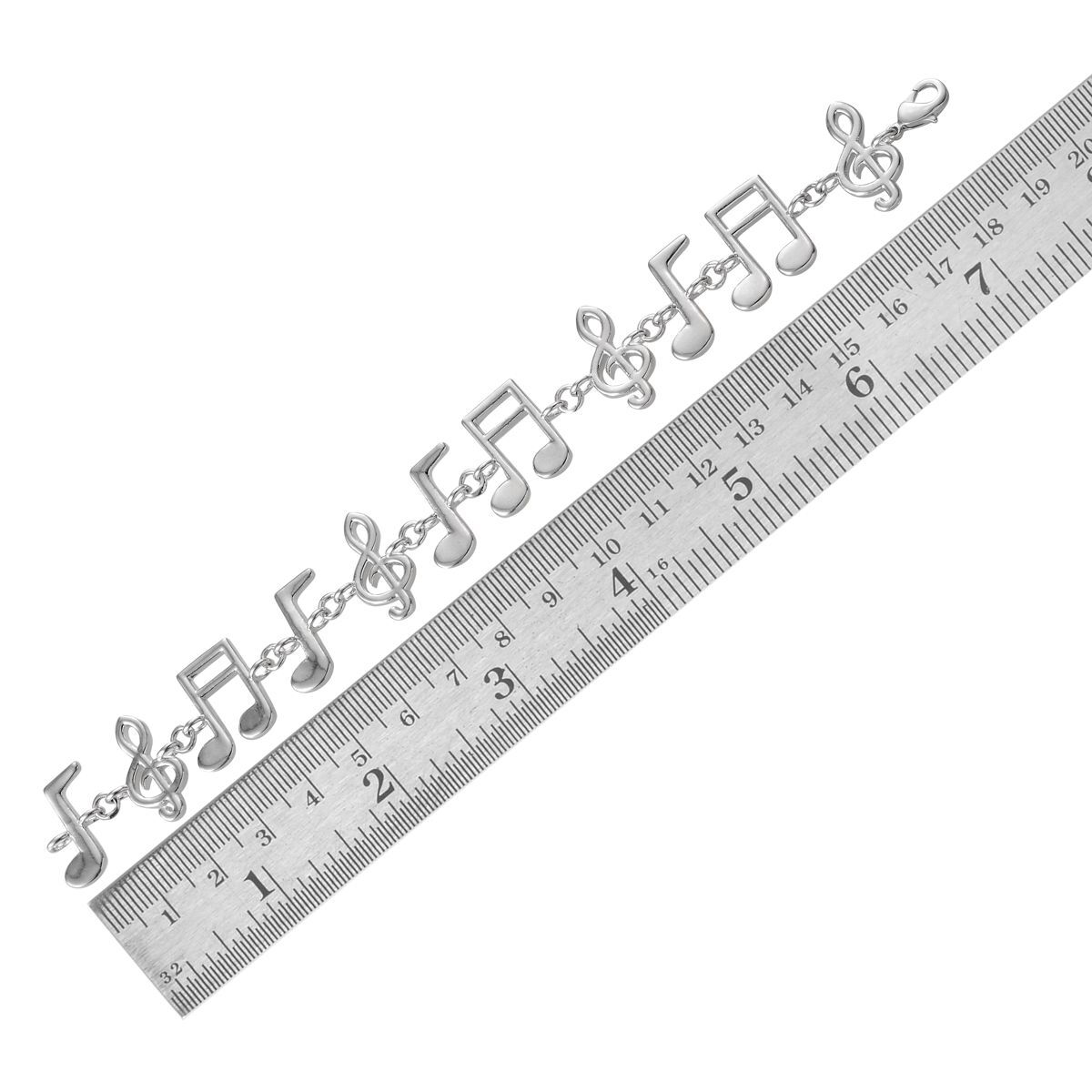 Music Notes Bracelet in ION Plated Platinum Bond (Size 7.5)