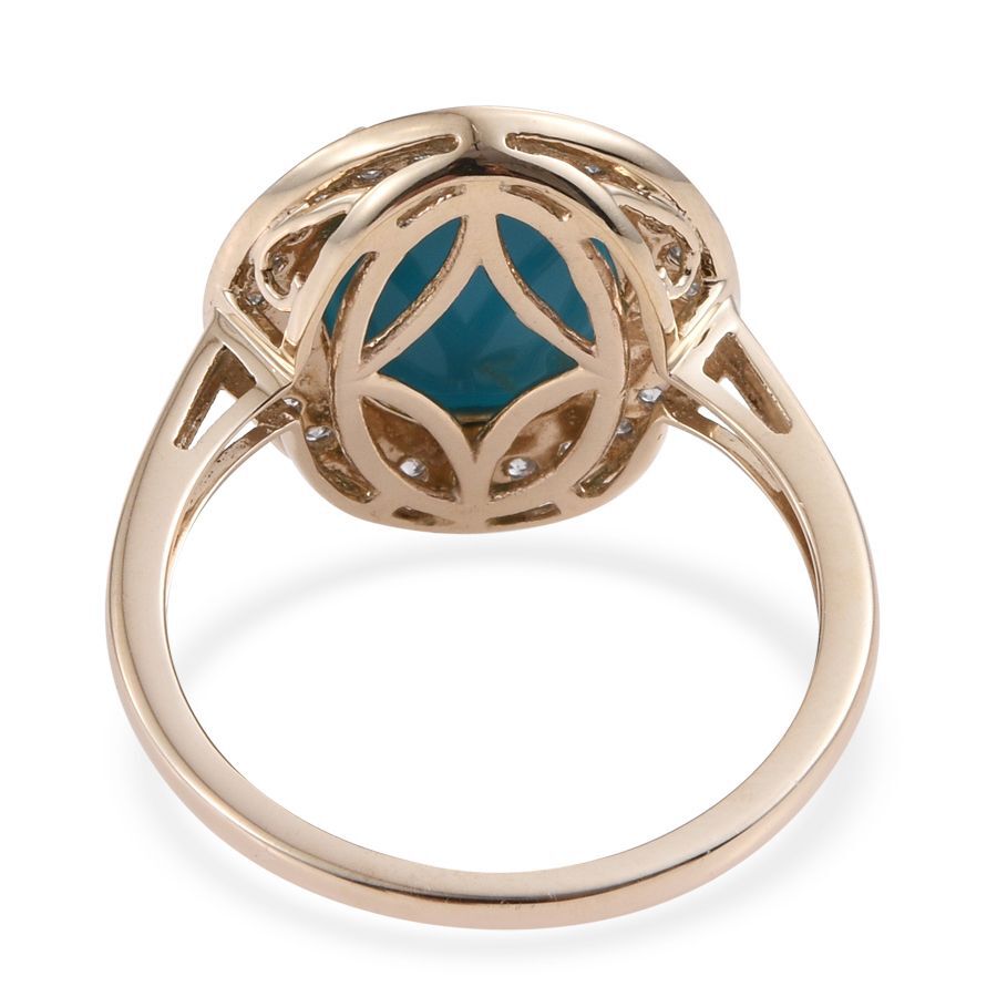 9K Y Gold Arizona Sleeping Beauty Turquoise (Ovl 3.75 Ct), Diamond Ring 4.250 Ct.