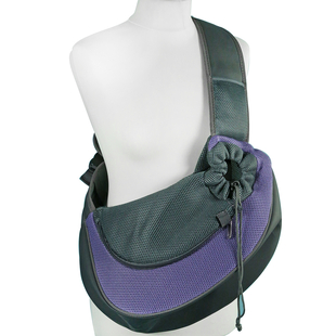 Grey and Purple Pet Bag with Shoulder Strap (Size 43x15x25cm)