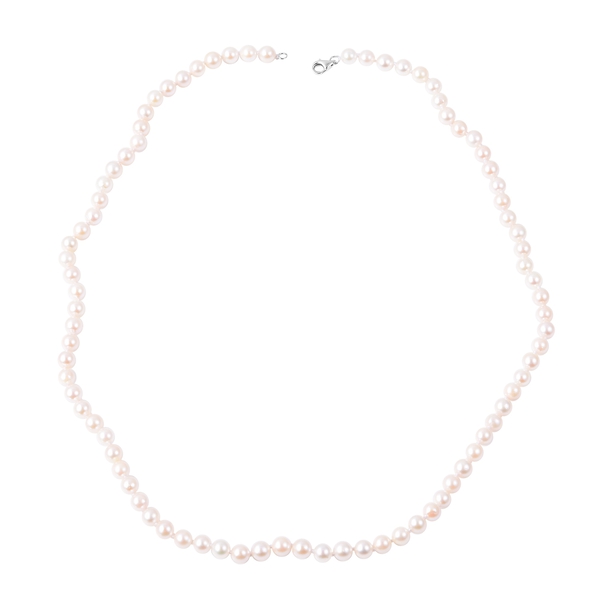 ILIANA 18K W Gold Very High Lustre Japanese Akoya Pearl (Round) Necklace (Size 20) 84.200 Ct.