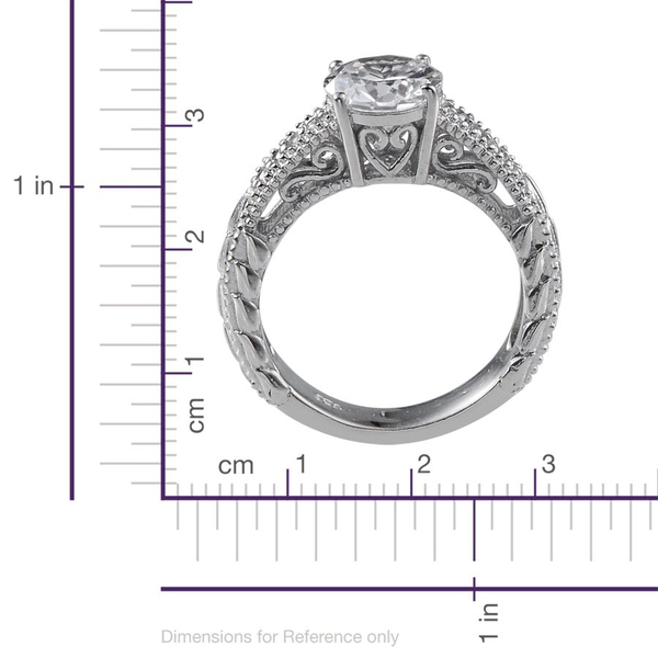 ELANZA AAA Simulated Diamond (Rnd) Ring in Platinum Overlay Sterling Silver