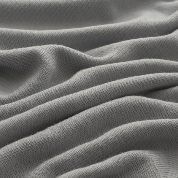 100% Merino Cashmere Wool Silver Colour Poncho (Size 85x85 Cm)