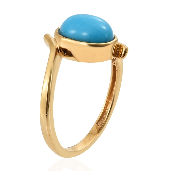 Arizona Sleeping Beauty Turquoise (Ovl) Solitaire Ring in 14K Gold Overlay Sterling Silver 2.250 Ct.