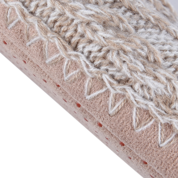 100% Acrylic Double Layer Chunky Sock Indoor Antislip Faux Fur Slipper (Size S, 35-36) - Beige