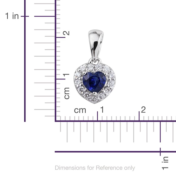 ILIANA 18K White Gold 0.90 Carat AAA Kanchanaburi Blue Sapphire Heart, Diamond SI G-H Pendant.