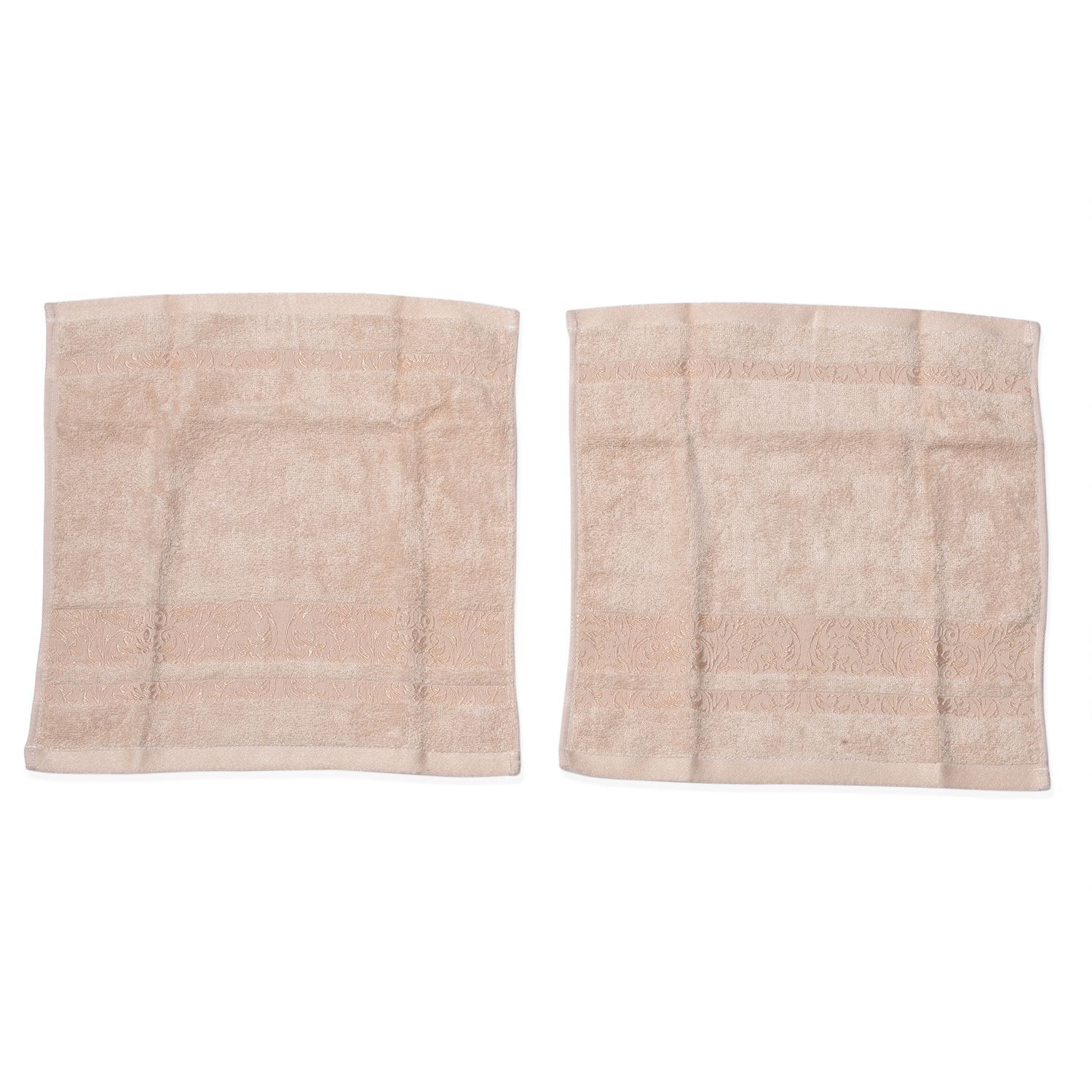 Beige Colour Set of 4 Bamboo Cotton Towels - 1 Bath Towel (Size 130x65 Cm), 2 Face Cloths (Size 65x50 Cm) and 1 Hand Towel