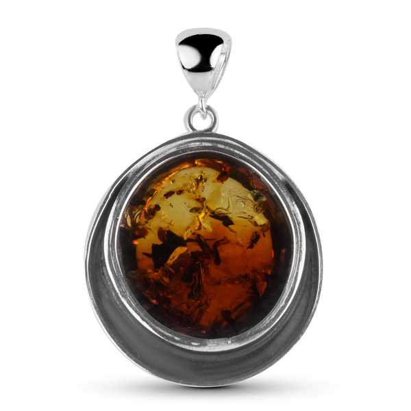 Baltic Amber Pendant in Sterling Silver, Silver Wt. 13.30 Gms