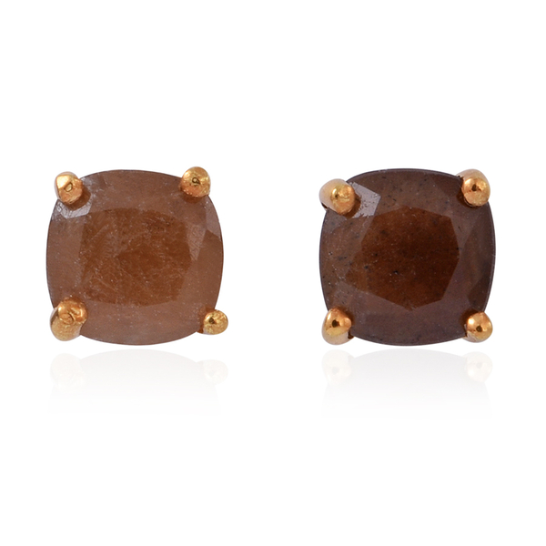 Chocolate Sapphire (Cush) Stud Earrings (with Push Back) in 14K Gold Overlay Sterling Silver 2.500 C