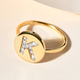 White Diamond Initial-K Ring in 14K Gold Overlay Sterling Silver