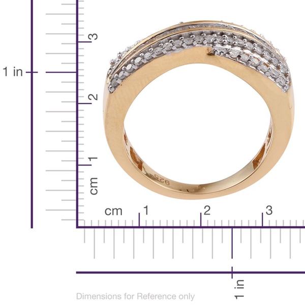 Diamond (Bgt) Criss Cross Ring in 14K Gold Overlay Sterling Silver 0.500 Ct.