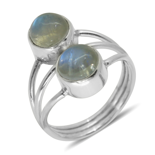 Royal Bali Collection Rainbow Moonstone (Rnd) Ring in Sterling Silver 4.800 Ct.
