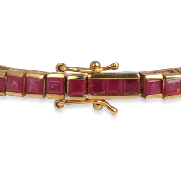 9K Y Gold Ruby (Sqr) Tennis Bracelet (Size 7.5) 12.000 Ct.