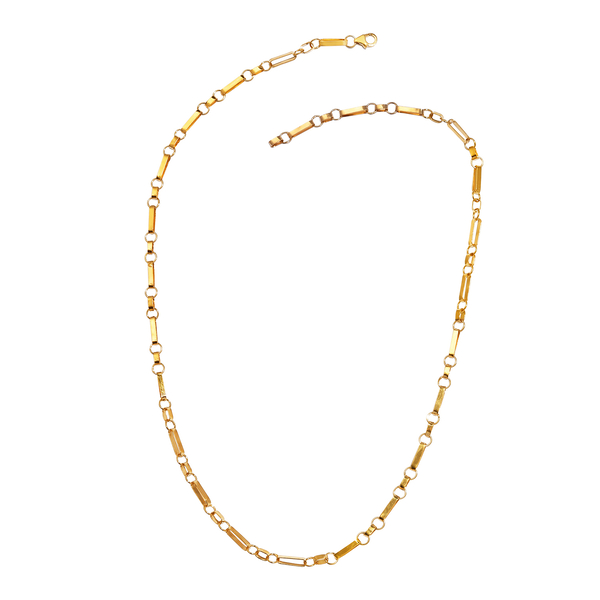 Hatton Garden Close Out Deal- Italian Made- 14K Gold Overlay Sterling Silver Figaro Belcher Necklace (Size - 24) With Lobster Clasp