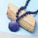 Lapis Lazuli Beads Necklace (Size - 20) in Platinum Overlay Sterling Silver