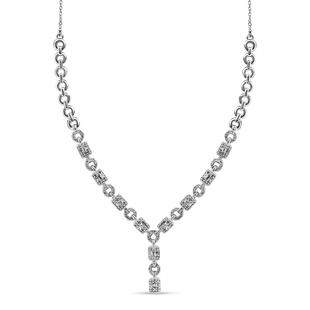 Diamond Necklace (Size - 18 With 2 Inch Extender) in Platinum Overlay Sterling Silver 1.00 Ct, Silve