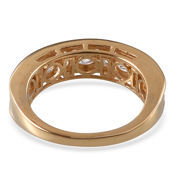 Lustro Stella - 14K Gold Overlay Sterling Silver (Rnd) Half Eternity Band Ring Made with Finest CZ 1.690 Ct.