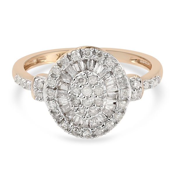 9K Yellow Gold SGL CERTIFIED Diamond (I3/G-H) Cluster Ring 0.50 Ct.