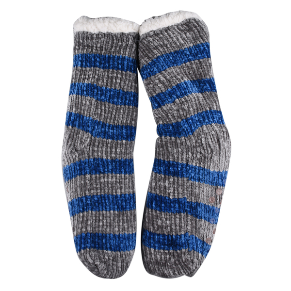 DOD- Elizabeth Rose Chenille Stripes Chunky Socks - Blue