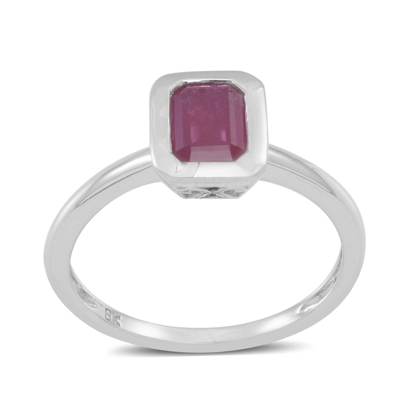 9K W Gold Ruby (Oct) Solitaire Ring 1.000 Ct.