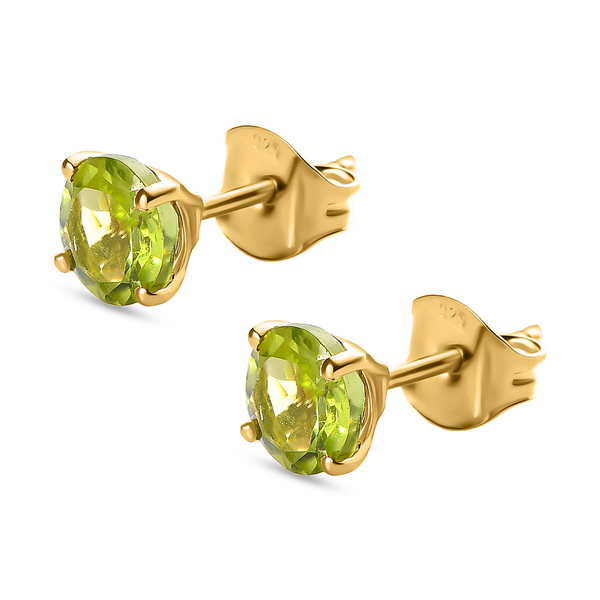 Hebei Peridot Stud Earrings (with Push Back) in 14K Gold Overlay Sterling Silver 1.770 Ct.