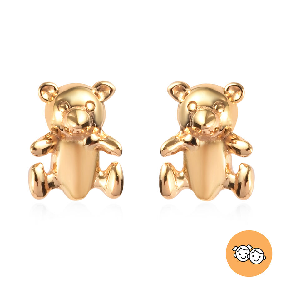 Kids Teddy Bear Stud Earrings in Gold Plated Sterling Silver - 3575227 ...