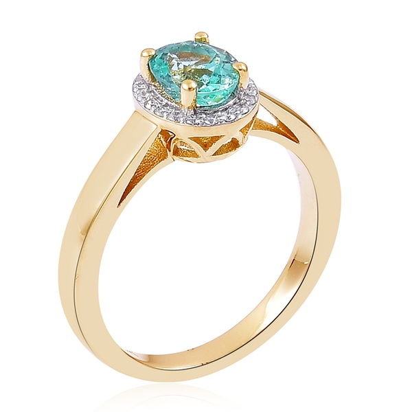 9K Yellow Gold 1.33 Ct Boyaca Colombian Emerald, Diamond Ring
