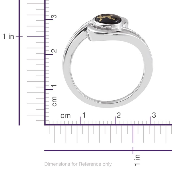 Goldenite (Ovl) Solitaire Ring in Platinum Overlay Sterling Silver 1.000 Ct.