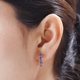 Fissure Filled Blue Sapphire (FF) Hoop Earrings in 14K Gold Overlay Sterling Silver 2.24 Ct.