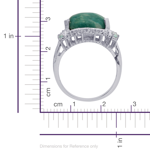 Amazonite (Ovl 3.50 Ct), Paraibe Apatite and Diamond Ring in Platinum Overlay Sterling Silver 3.750 Ct.
