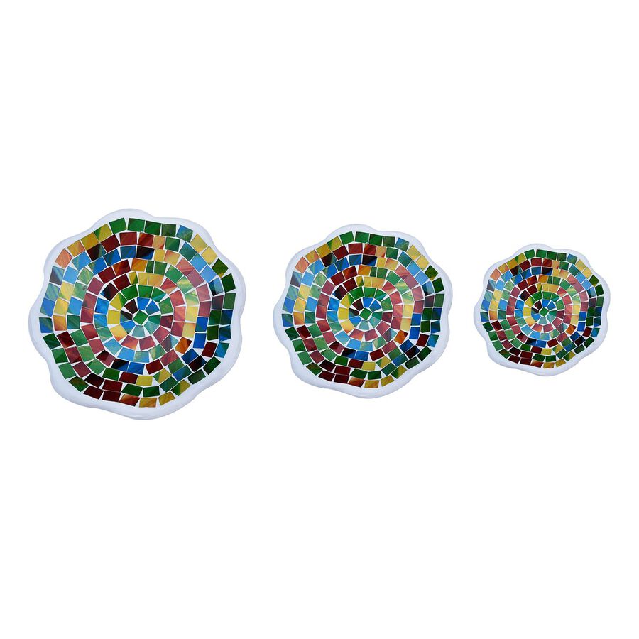 Set Of 3 Handmade Mosaic Terracotta Rattan Bowl - Multi