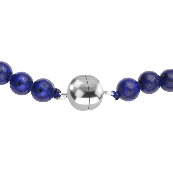 Lapis Lazuli (Rnd 6-17 mm) Graduated Necklace (Size 20) with Magnetic Lock in Rhodium Overlay Sterling Silver 250.00 Ct