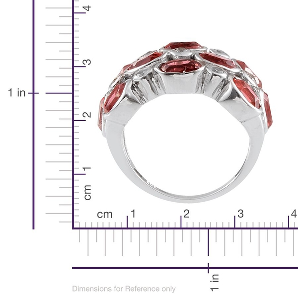 Padparadscha Colour Quartz (Ovl), White Topaz Ring in Platinum Overlay Sterling Silver 5.750 Ct.
