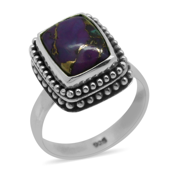Royal Bali Collection Mojave Purple Turquoise (Cush) Solitaire Ring in Sterling Silver 2.920 Ct.