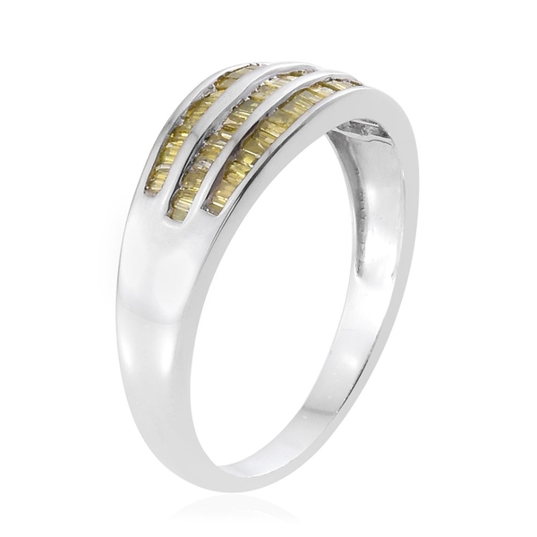 Yellow Diamond (Bgt) Ring in Platinum Overlay Sterling Silver 0.500 Ct.