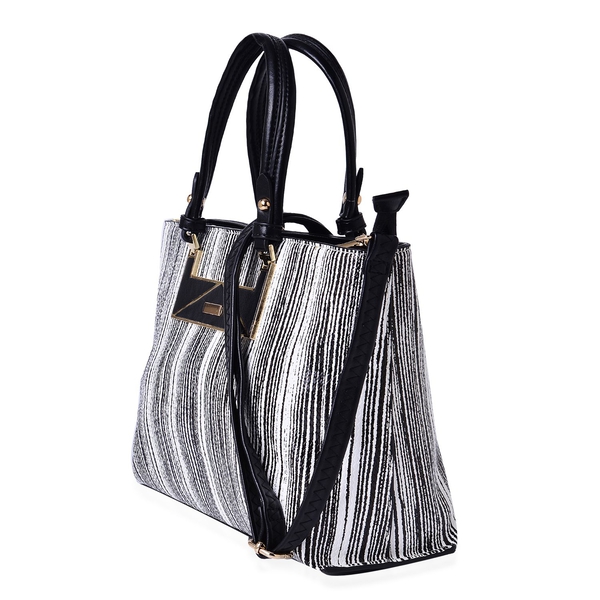 MANHATTAN COLLECTION Noho Stripe Pattern Tote Bag with Removable Shoulder Strap (Size 31x22.5x12 Cm)