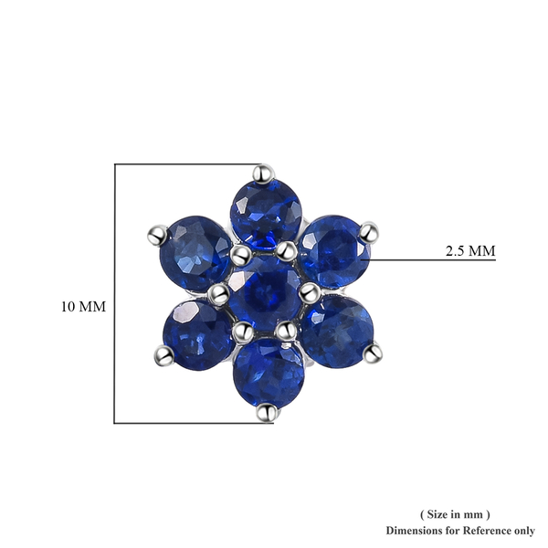 RHAPSODY 950 Platinum AAAA Blue Sapphire Floral Stud Earrings (with Screw Back) 1.41 Ct.