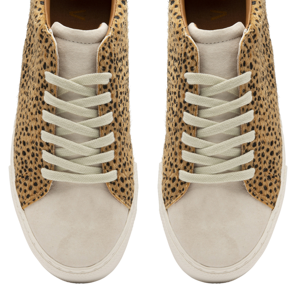 Ravel Leopard Print Lace Up Trainer   - White and Brown
