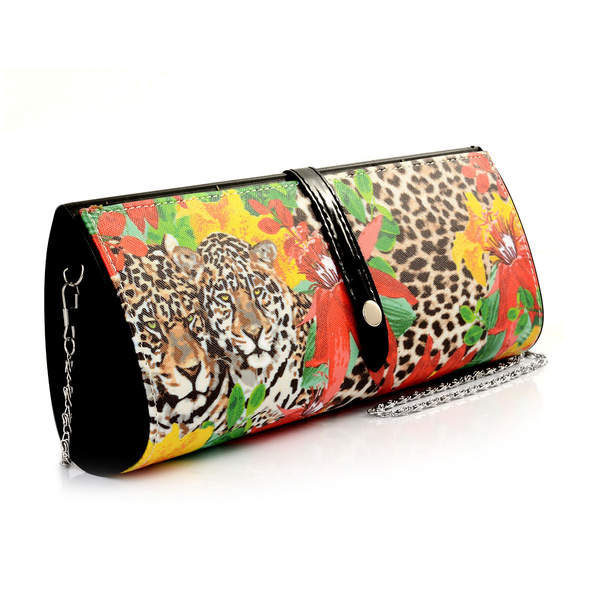 Leopard and Flower Pattern Clutch Bag (Size 30x5x12 Cm)