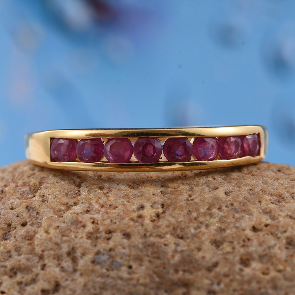 African Ruby (Rnd) Band Ring in 14K Gold Overlay Sterling Silver.