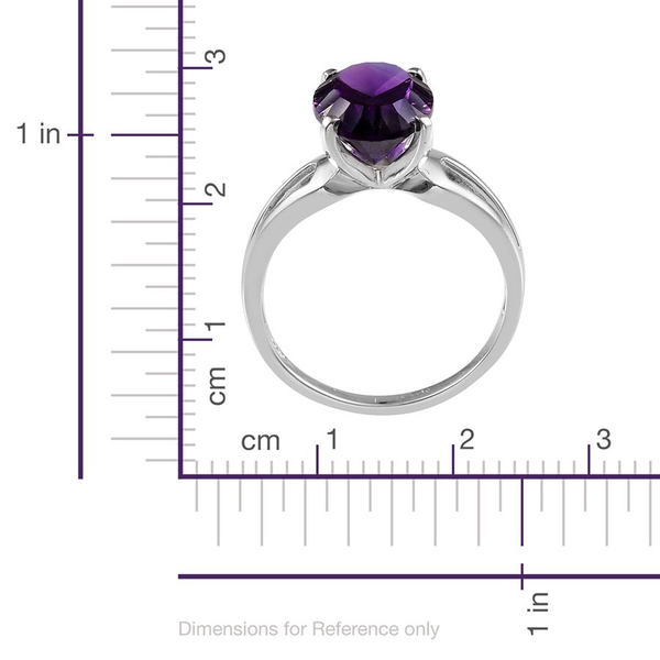 Amethyst (Ovl) Solitaire Ring in Platinum Overlay Sterling Silver 5.250 Ct.
