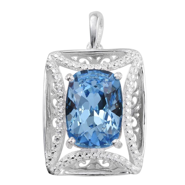- Aquamarine Colour Crystal (Cush) Pendant in Sterling Silver