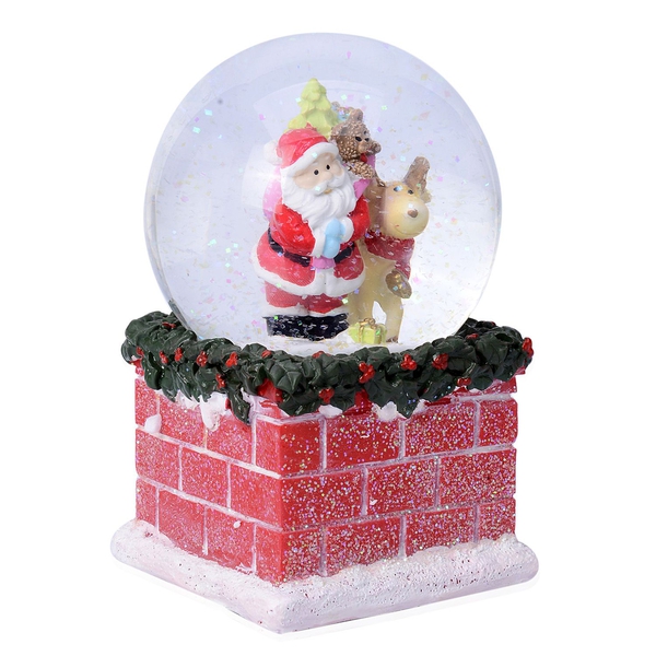 Home Decor - Santa Glitter Musical Globe with Tree and Red Brick Base