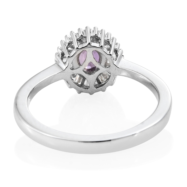 ILIANA 18K White Gold Natural Unheated Purple Sapphire (Ovl), Diamond (SI/G-H) Ring 1.000 Ct.