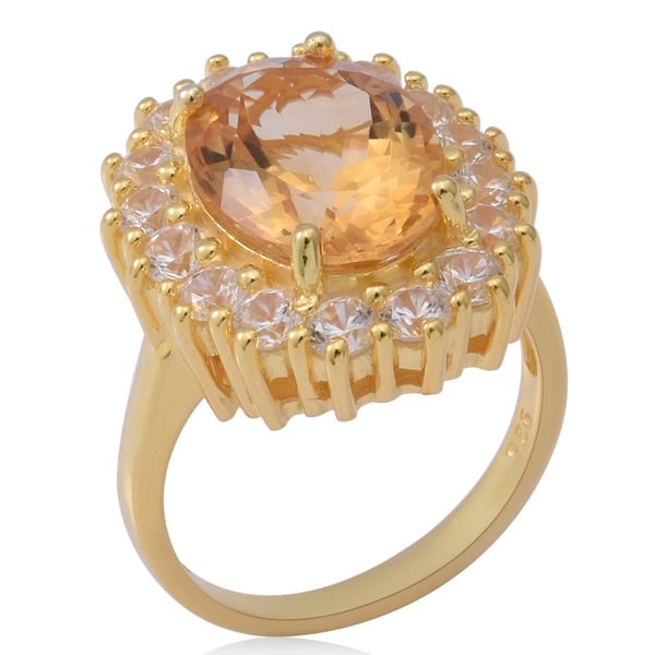Citrine and Natural Cambodian Zircon Ring in Yellow Gold Overlay Sterling Silver 7.72 Ct, Silver Wt 6.46 Gms